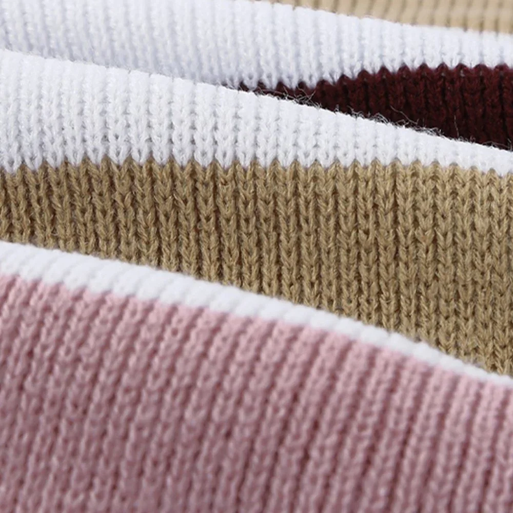 Pink Casual Loose Bell Sleeves Striped Knit Sweater - Picture 11 of 15